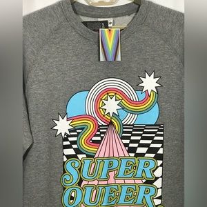 SuperQueer gender free lightweight pride sweatshirt 60% cotton 40% recycled poly